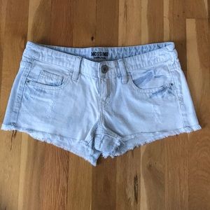 Light wash Faded Pinstripe Denim Shorts